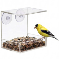 OnDisplay Window Bird Feeder with Strong Suction Cups – Clear Acrylic Outdoor Bird Feeder for Window Viewing – Transparent Hanging Bird Feeder Tray for Cardinals, Finches & Wild Birds – Easy Fill & Clean Design