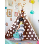 Modern Home Childrens Oxford Tepee Set with Travel Case Pink Chevron 