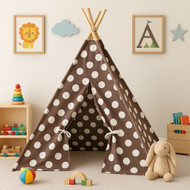Modern Home Children’s Indoor/Outdoor Play Tent Sun Shelter – Foldable Canvas Tent Tepee Fort with Wooden Poles for Beach, Kids' Room or Play Area