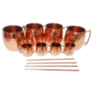 Set of 4 Moscow Mule Mug / Shot Glass / Straw Complete Set 100% Copper