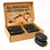Royal Massage Professional 8-Piece Basalt Hot Stone Massage Set for Deep Tissue Relaxation, Spa, and Therapy – Natural Volcanic Rocks for Back, Arms, and Legs – Ideal for Massage Therapists, Spas, and Home Use