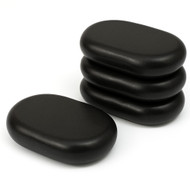 Set of 4 XL Oval Hot Massage Stones – Natural Basalt Stones for Spa Therapy & Muscle Relief – Smooth, Heat-Retaining, Large Size for Professional and Home Use