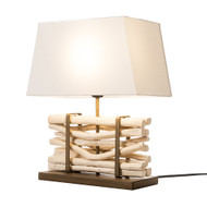 Modern Home Driftwood Stack Nautical Wooden Table Lamp with Gohanoy Base - Light for Seaside/Beach House/Ocean Theme Décor