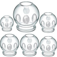 Royal Massage Glass Fire Cupping Jars Thick Glass Cupping Set 4 Sizes Vacuum Cupping Glass Fire Cupping Jars with Finger Grips (6 Pieces)