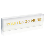 OnDisplay Custom Ultra Acrylic Desk Block - Decorative Desktop Name Sign - Personalized Heavy 1.25" Thick Lucite Block - Add Your Own Name or Logo Included
