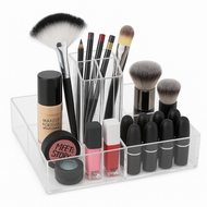 OnDisplay Abby Rotating Clear Acrylic Makeup Organizer – Minimalist Cosmetic Storage for Brushes, Lipsticks, Palettes & More