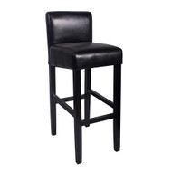 Set of 2 Brooklyn Contemporary Wood/Faux Leather Barstool - 32" Bar Height Stool for Kitchen/Bar/Man Cave (Black Licorice)