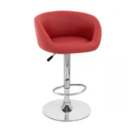 Set of 4 Sasha Contemporary Adjustable Barstool - Cherry Red