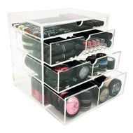 OnDisplay Cosmetic Makeup and Jewelry Storage Case Display - 4 Drawer Tiered Design - Perfect for Bathroom Counter, Vanity, or Dresser