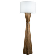 Modern Home Espresso Geometric Wood Floor Lamp w/Natural Jute Shade