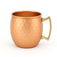 Modern Home Handmade 16oz Solid Copper Mule Mug – Barrel Shaped Mug with Brass Handle & Hammered Texture – Perfect for Moscow Mules or Party Favors (Single)