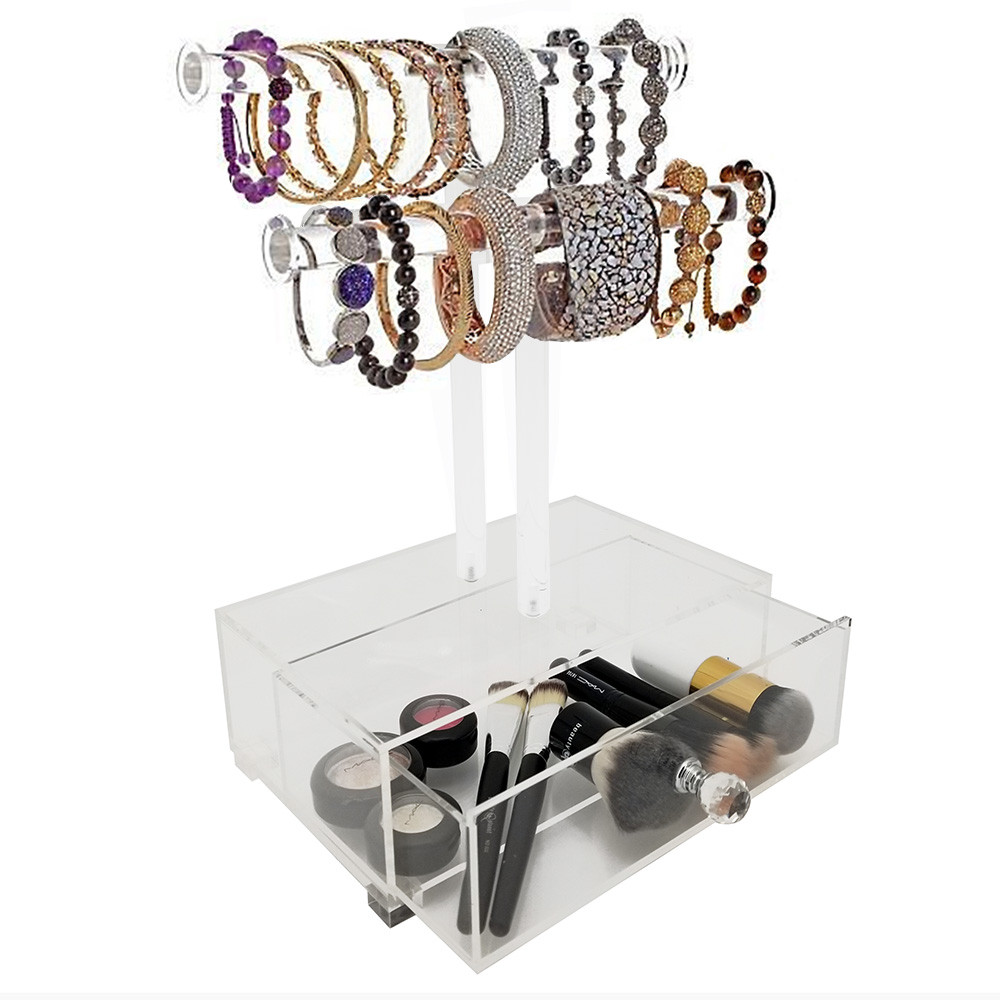 NEW T-BAR CLEAR JEWELRY DISPLAY STAND DELUXE 3 TIER ACRYLIC BRACELET TREE