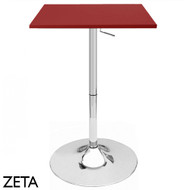 Set of 2 Modern Home Zeta Contemporary Adjustable Height 24" Bar Table - Polished Chrome Steel Base Adjusting Belly Table - Adjusts from 28" to 36" Tall (Red)