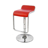 Set of 2 Omega "Leather" Contemporary Adjustable Barstool - Cherry Red