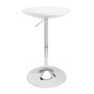 Set of 2 Alpha Contemporary Bombo Style Adjustable Height Bar Pub Tables - Molded ABS Belly Table - Polished Chrome Steel Base with Floor Protecting Rubber Ring (Vanilla White)