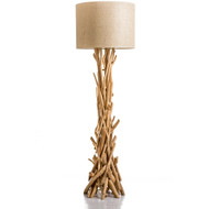 Modern Home Nautical Driftwood Floor Lamp - Natural Materials - Handcrafted Design - Spun Jute Lampshade Included