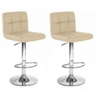 Set of 2 Modern Home Boris Contemporary Adjustable Height Bar/Counter Stool - Chrome Base/Footrest Barstool (Cream Soda)
