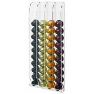 OnDisplay Wall Mounted Clear Acrylic Coffee Pod Holder for Nespresso® Original Line Capsules, Handcrafted 40 Capacity Vertical Capsule Organizer Rack, Space Saving Kitchen Coffee Station Bar Storage Display