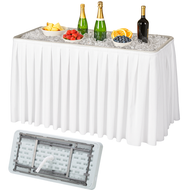 Premium Folding Ice Table with Drain – 4ft White Chill Table for Parties, Events, Catering – Beverage & Food Cooler Buffet Table with Skirt Option – Indoor/Outdoor Use (White)