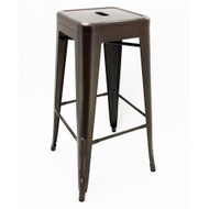 Set of 2 Ajax 24" Contemporary Steel Tolix-Style Barstool - Distressed Copper