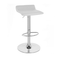 Set of 2 Modern Home Sigma Contemporary "Leather" Adjustable Height Barstool - Bar or Counter Height Adjusting Stool for Kitchen/Bar/Nook (Vanilla White)