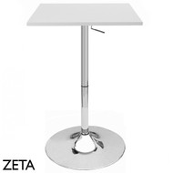 Set of 2 Modern Home Zeta Contemporary Adjustable Height 24" Bar Table - Polished Chrome Steel Base Adjusting Belly Table - Adjusts from 28" to 36" Tall (White)