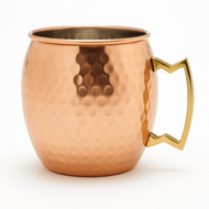 Hammered Copper Moscow Mule Mug with Nickel Lining – 16 oz Pure Copper Exterior – Classic Barrel Shape with Brass Handle – Drinkware for Cocktails, Beer, Water, and More (Single)