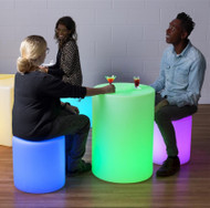 Vandue LED Glowing Cylinder Stool w/Infrared Remote Control - Color Changing Light Indoor/Outdoor Wireless Weatherproof Stool - 16 Color RGB Change