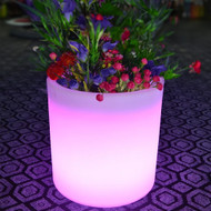 Modern Home LED Glowing Planter w/Infrared Remote Control - Indoor/Outdoor Wireless Glow Flower Pot Bin - 16-in Square - Light Up Plant LED Ice Bucket for Porch Garden Yard Party