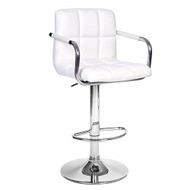 Set of 4 Ivan Contemporary "Leather" Adjustable Barstool - Vanilla White