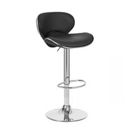 Set of 2 Modern Home Kappa Contemporary Adjustable Height Bar/Counter Stool - Chrome Base/Footrest Barstool (Black Licorice)