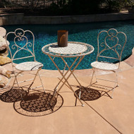 Modern Home Marseilles Antiqued Iron 3pc Folding Bistro Set - Outdoor Conversation Set