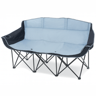 GoTEAM Portable Folding Bench Couch – 3 Seat Collapsible Outdoor Chair with Cup Holders & Carry Bag – Heavy Duty 600D Nylon for Camping, Sports, Tailgating, Beach & Backyard