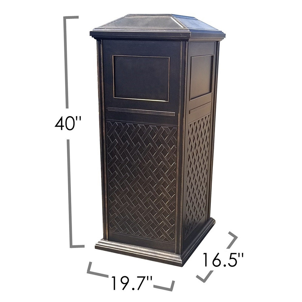 Modern Home Laguna Weatherproof Indoor/Outdoor Cast Aluminum Trash