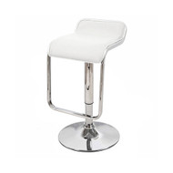 Set of 2 Omega "Leather" Contemporary Adjustable Barstool - Vanilla White