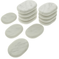Premium White Marble Cold Massage Stones – Set of 12 Oval-Shaped Basalt Therapy Stones – Smooth Polished Surface – Ideal for Professional Spa or Home Use