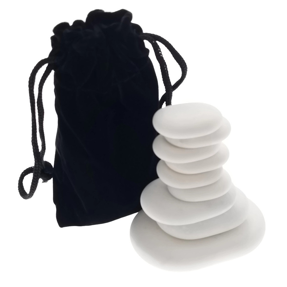 9pc Massage Marble Cold Stone Therapy Set W Velvet Travel Case Spa Treatment Rocks Improve