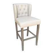 Set of 4 Wellington Contemporary Wood/Linen Barstool - Beige Linen