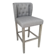 Set of 2 Wellington Contemporary Wood/Linen Barstool - Gray Linen