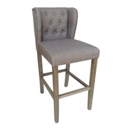 Set of 4 Wellington Contemporary Wood/Linen Barstool - Hazelnut Linen