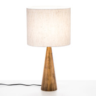 Modern Home Espresso Conical Wood Log Table Lamp w/Natural Jute Shade