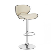 Set of 2 Modern Home Kappa Contemporary Adjustable Height Bar/Counter Stool - Chrome Base/Footrest Barstool (Cafe Latte)