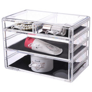 OnDisplay Cosmetic Makeup and Jewelry Storage Case Display - 4 Drawer Design - Perfect for Vanity, Bathroom Counter, or Dresser