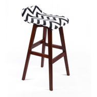 Set of 2 Stanton Lo-Back Contemporary Wood/Fabric Barstool - Black/White Chevron