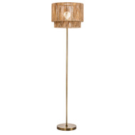 Modern Home Soho Jute Golden Brass Floor Lamp w/Natural Jute Rope Shade