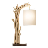 Modern Home Offset Driftwood Nautical Wooden Table Lamp - Natural Drift Wood Handmade Desktop/Nightstand Light - Nautical/Beach