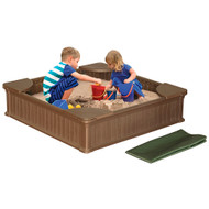 Modern Home 4ft x 4ft Weather Resistant Outdoor Sandbox Kit w/Cover, Durable All-Weather Outdoor Play Box