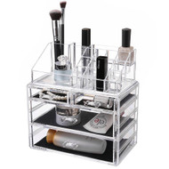 OnDisplay Cosmetic Makeup and Jewelry Storage Case Display - 4 Drawer Tiered Design - Perfect for Vanity, Bathroom Counter, or Dresser