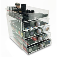 OnDisplay Paris 5 Tier Acrylic Cosmetic/Makeup Organizer - Indian Mother of Pearl Ball Knobs