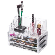 OnDisplay Cosmetic Makeup and Jewelry Storage Case Display - 4 Drawer Tiered Design - Perfect for Vanity, Bathroom Counter, or Dresser